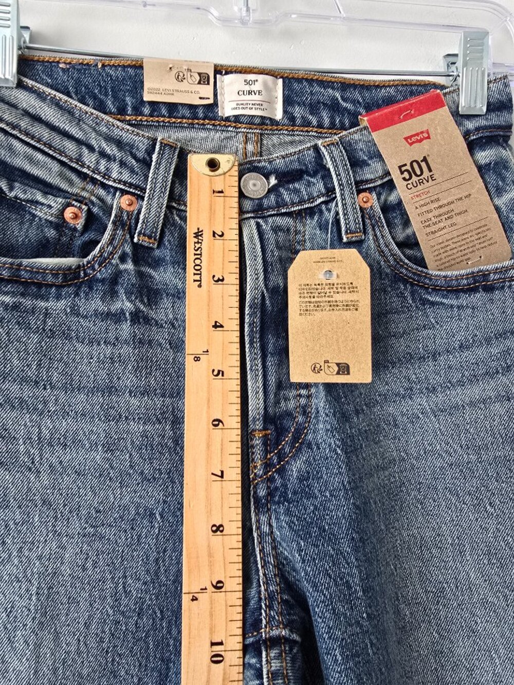 Levi's 501 Curve Straight Jeans 26 Medium Wash Stretch NWT - Picture 8 of 9